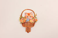 Orange Cat Flower Basket Hanging Ornament