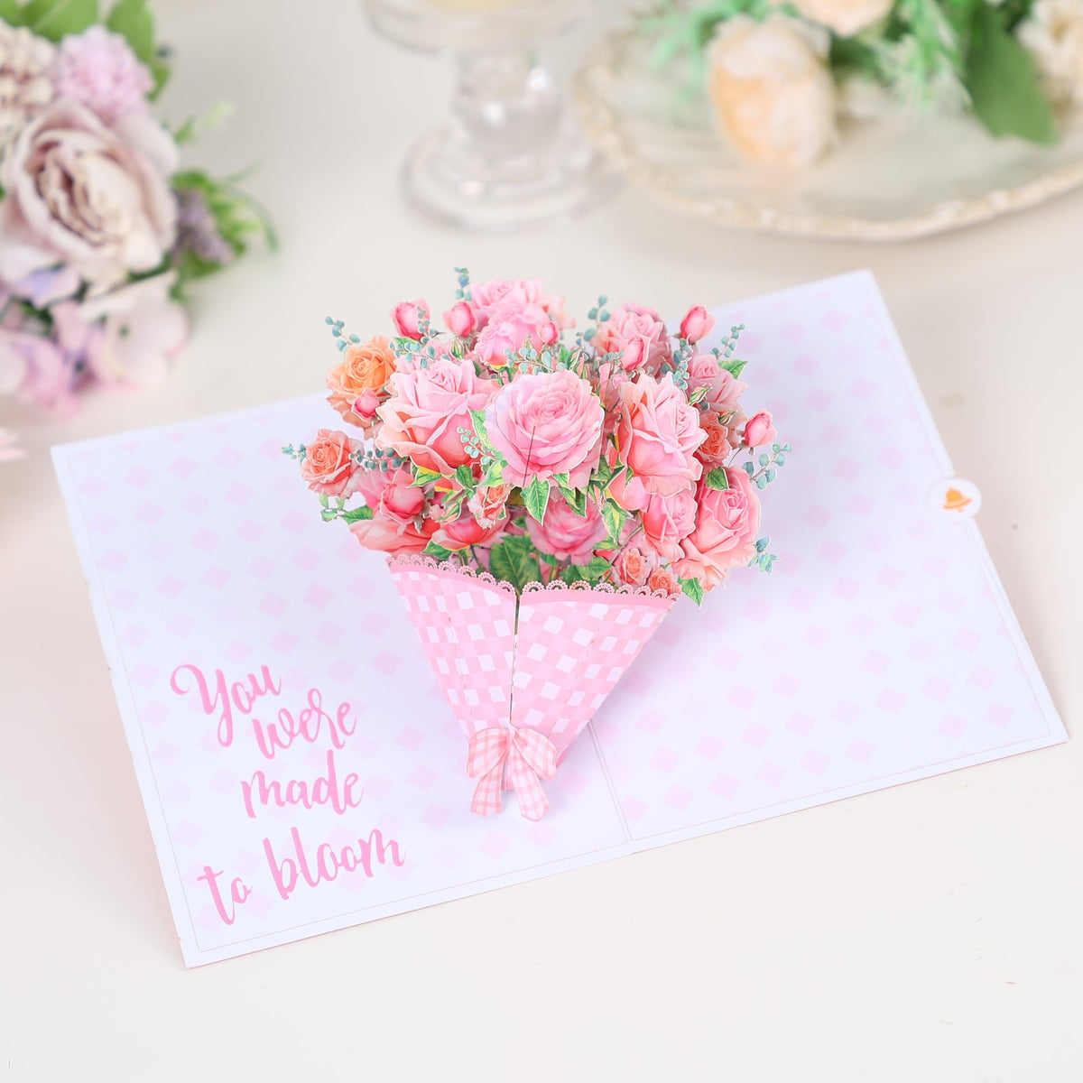 Pink Flower Bouquet Greeting Card