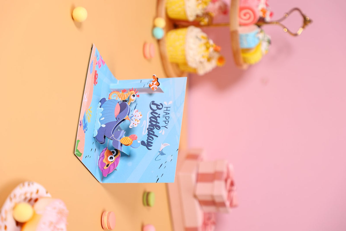 Whale 90° Birthday Greeting Card