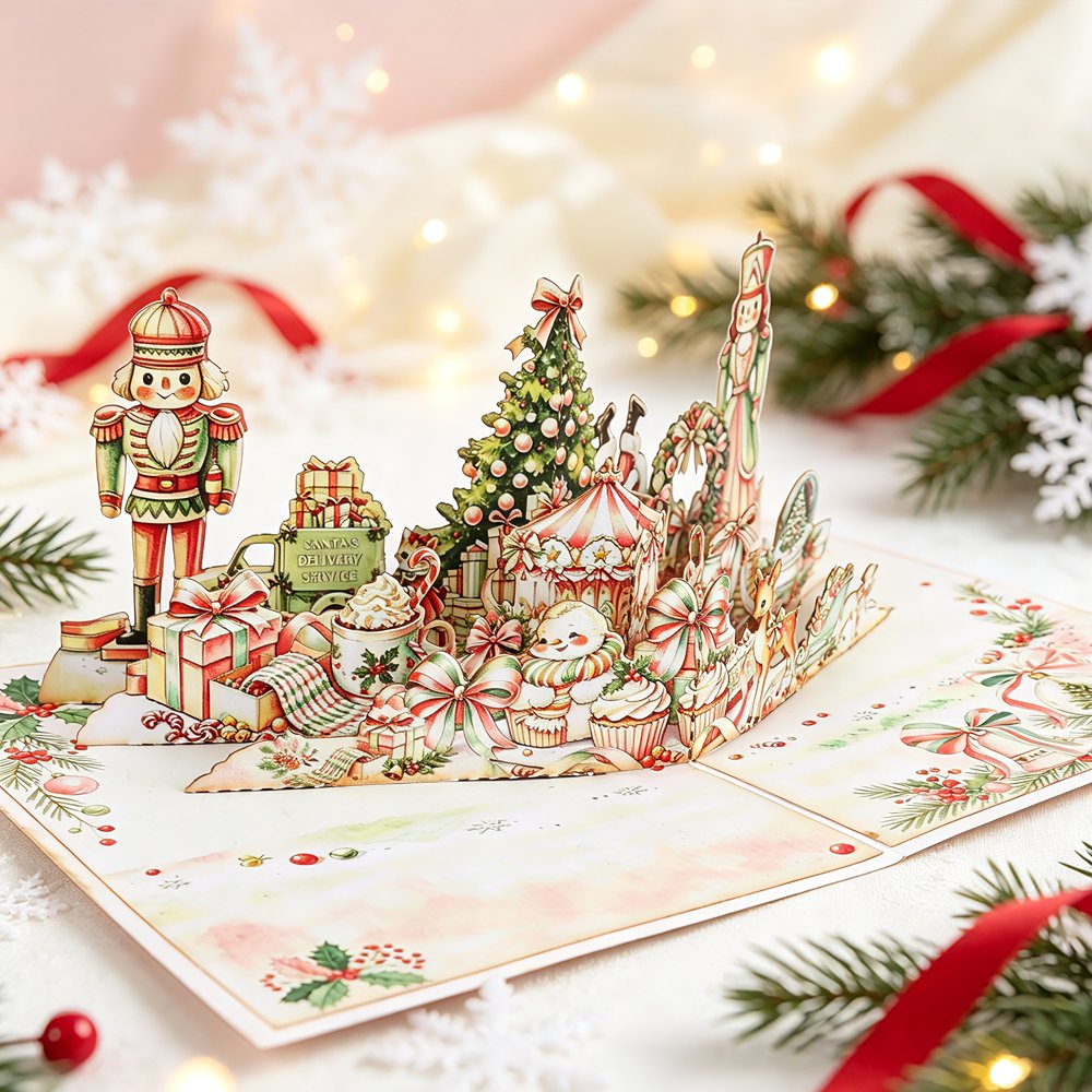 Pink Cute Christmas 3D Pop Up Card
