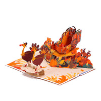Turkey Cart Thanksgiving 3D Pop Up Card