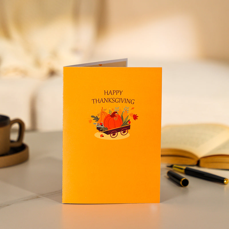 Turkey Cart Thanksgiving 3D Pop Up Card