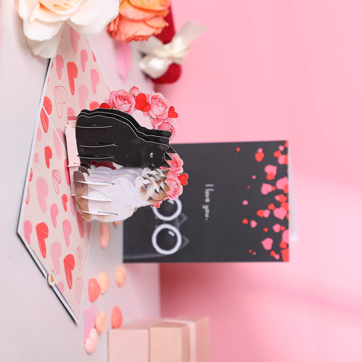 Valentine's Day Black Cat Heart 3D Pop Up Card