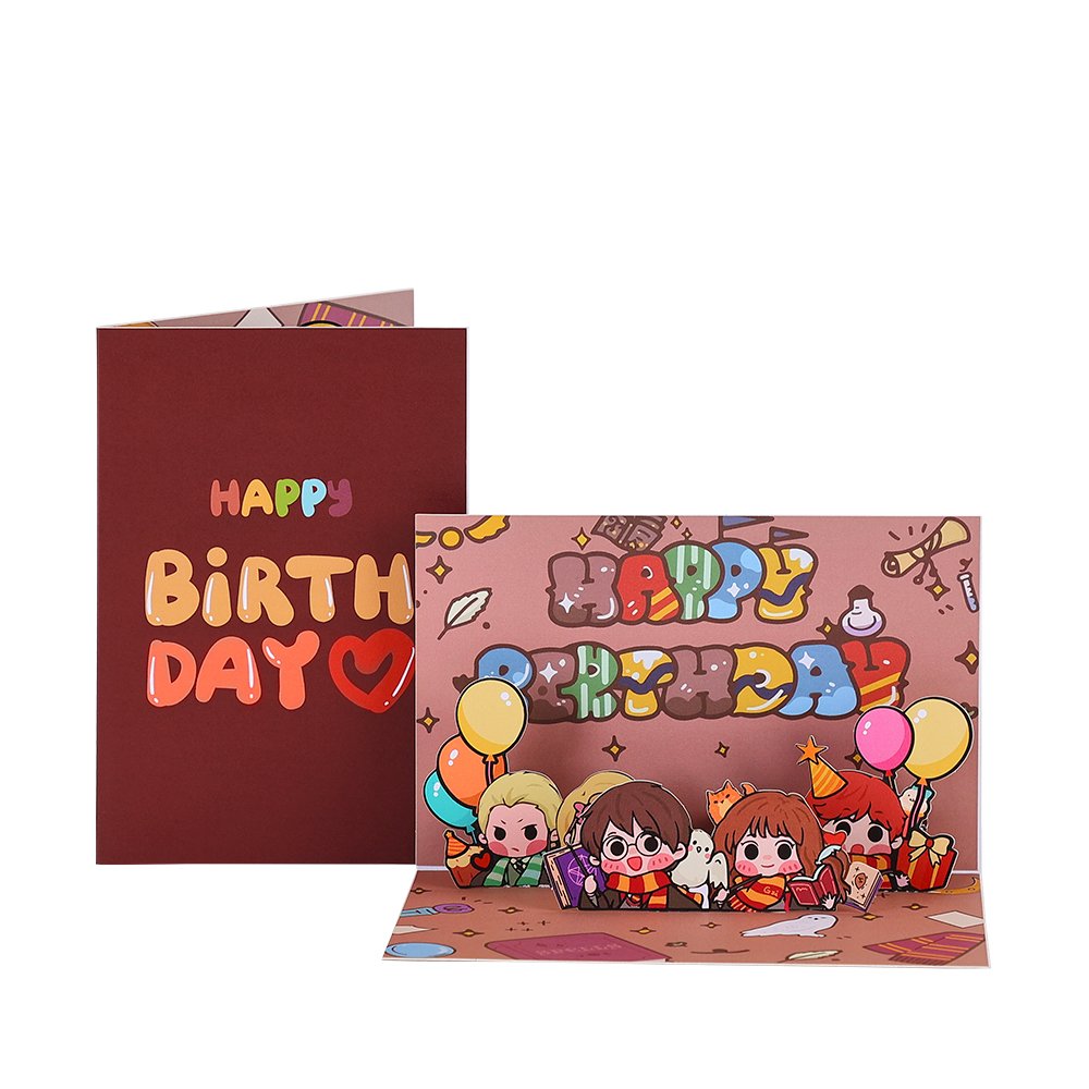 Burgundy Birthday Heart Flip Pop Up Card