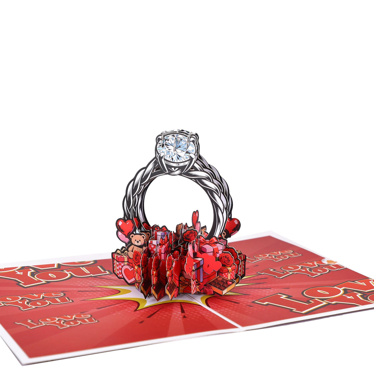 Valentine's Day Diamond Ring Gift Pop Up Card