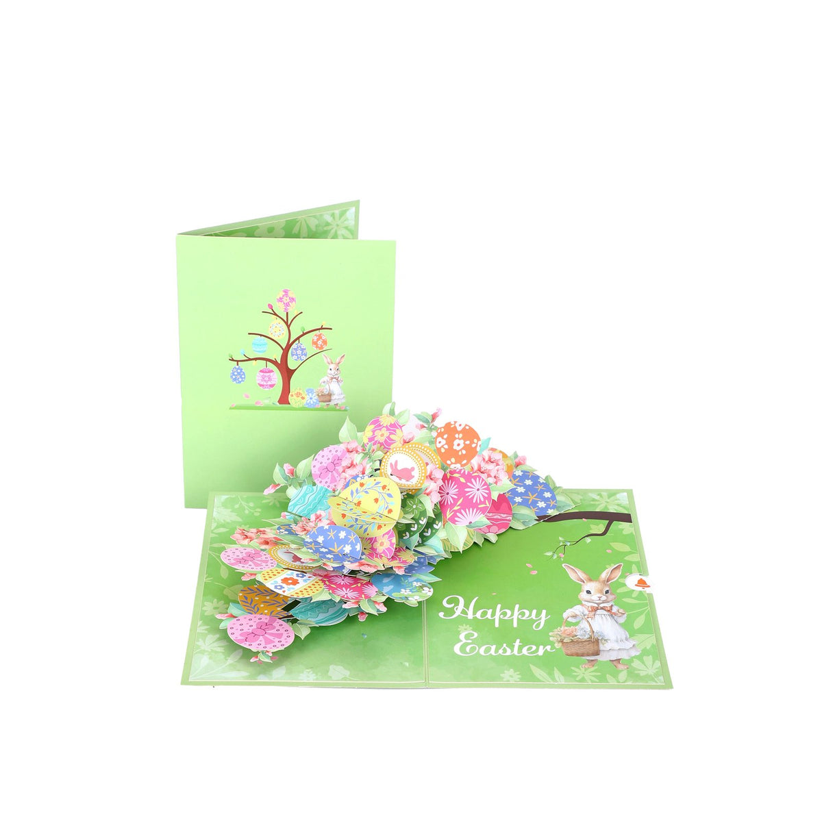 Easter Bunny Floral Wreath Greeting Card