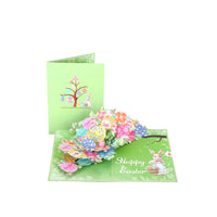 Easter Bunny Floral Wreath Greeting Card