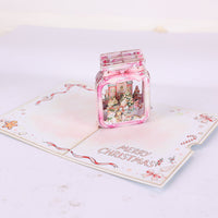 Christmas Pink Green Gift 3D Pop Up Card