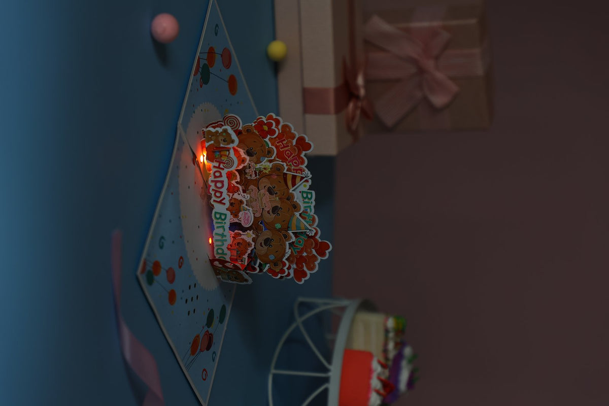 Birthday Bear Music 3D Pop Up Card