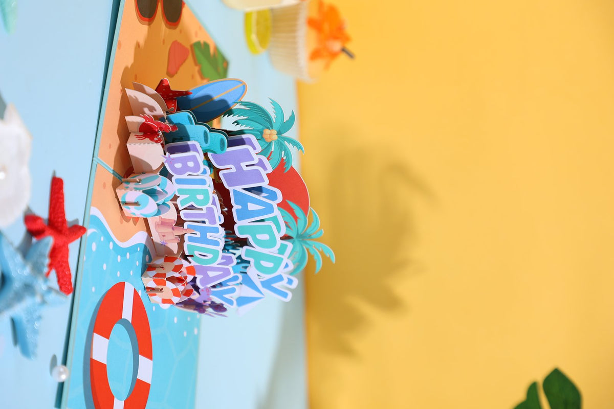 Surfing Birthday 3D Pop Up Card