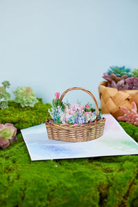 Succulent Flower Basket 3D Pop Up Card