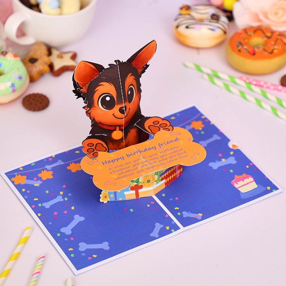 Cartoon Puppy Birthday 3D Pop Up Card