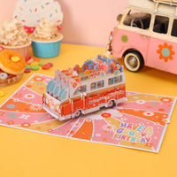 Vintage Bus Fresh Flowers 3D Pop Up Card