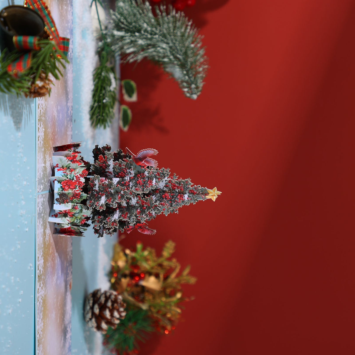 Blue Snowy Pine 3D Pop Up Card