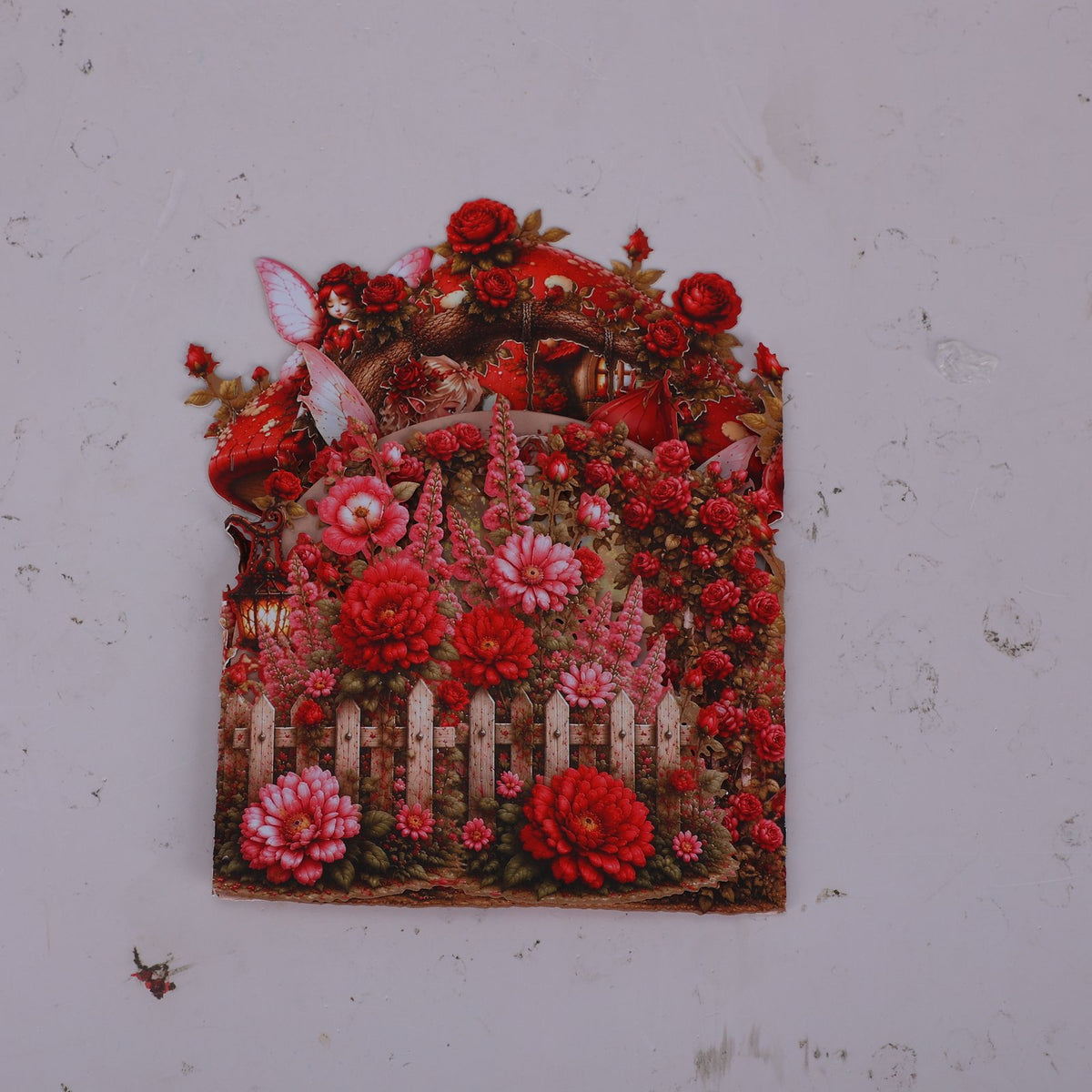 Elf Red Rose Double Door 3D Pop Up Card