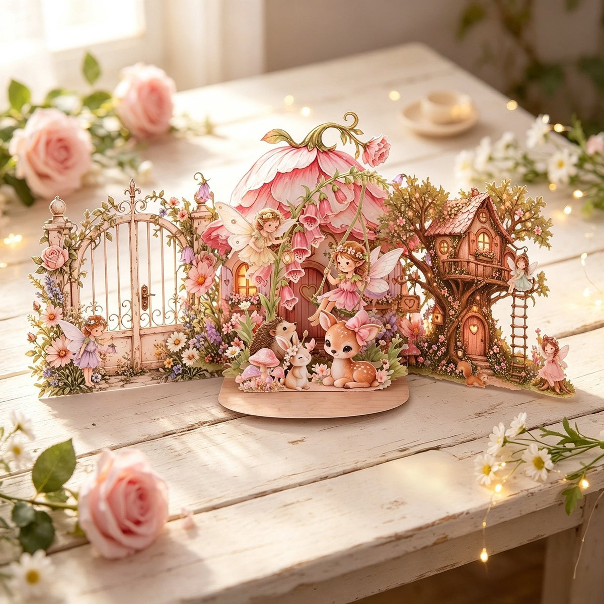 Pink Butterfly Fairy Double Door Card
