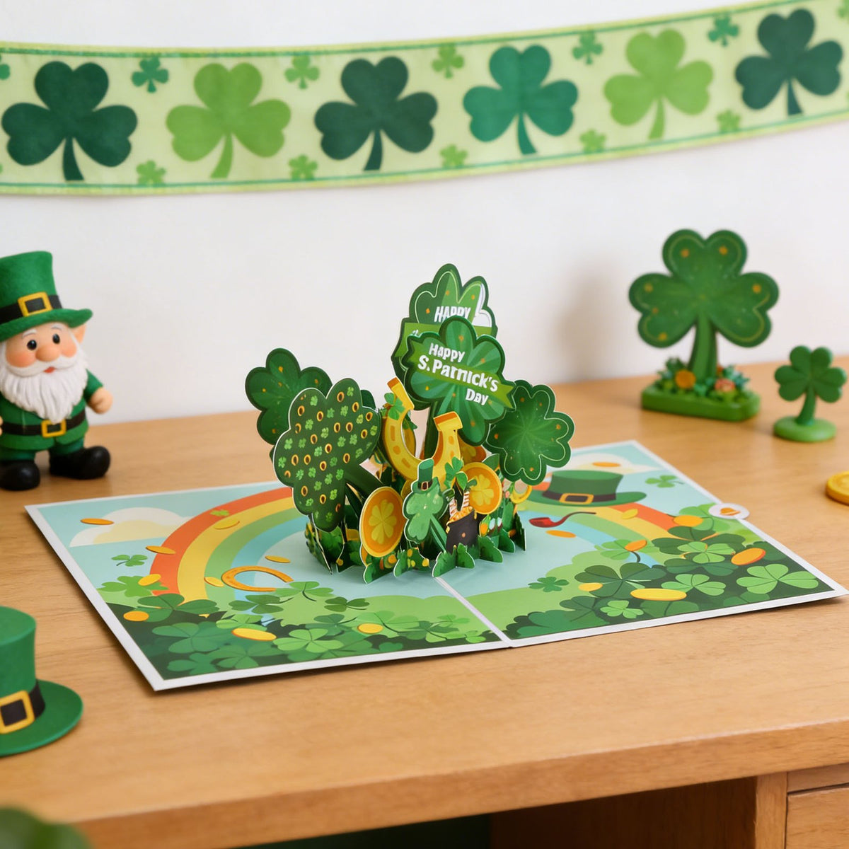 St. Patrick's Day Green Hat Flip Pop Up Card