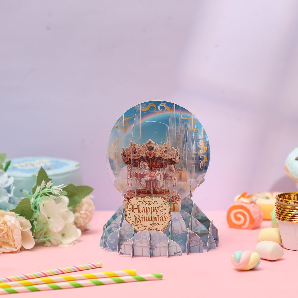 Carousel Crystal Ball Birthday Greeting Card