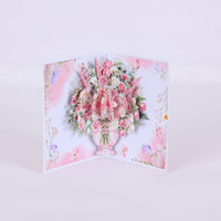 Pink Rose Flower Vase Pop Up Card