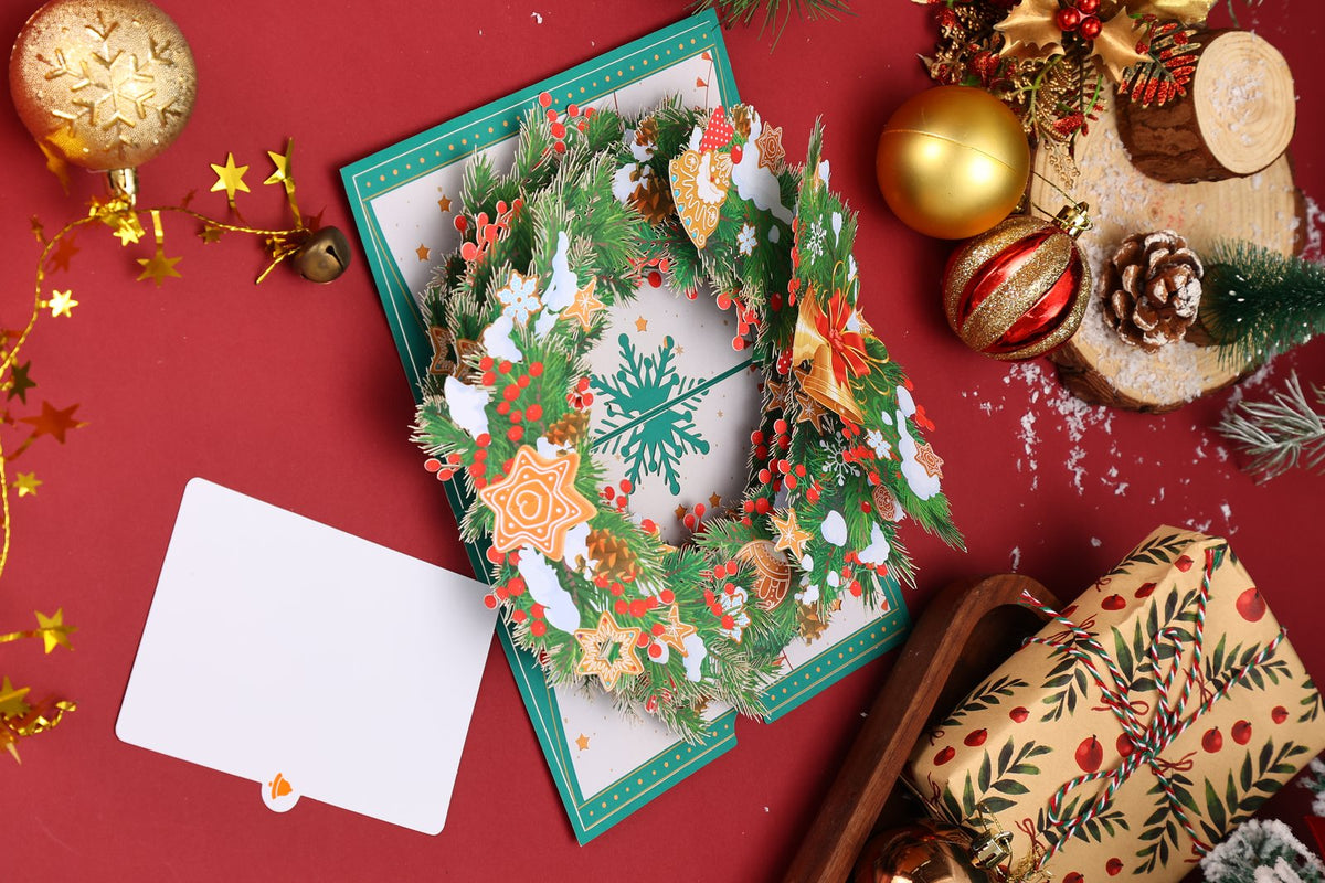Christmas Gingerbread Floral Wreath 3D Pop Up Card
