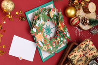 Christmas Gingerbread Floral Wreath 3D Pop Up Card