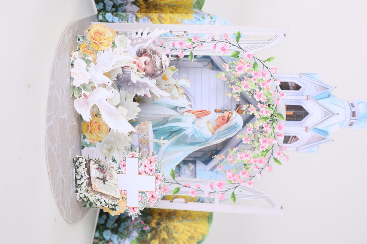 Church Nun Double Door Pop Up Card