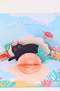 Seashell Pearl Cat Fish Birthday 3D Pop Up Card