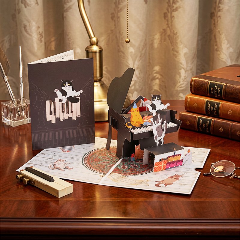 Piano Cat Birthday Greeting Card