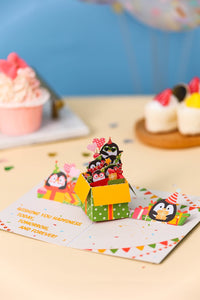 Penguin Celebration Happy Birthday Greeting Card