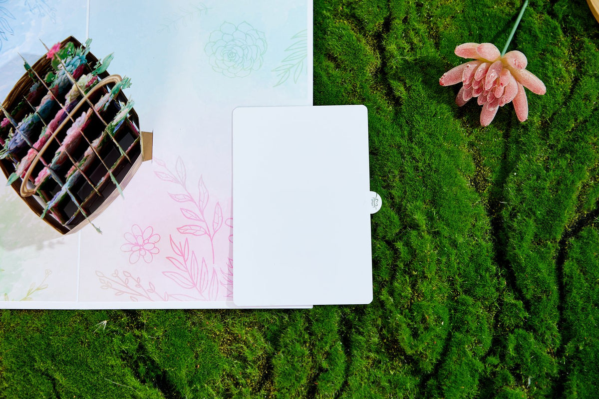 Succulent Flower Basket 3D Pop Up Card