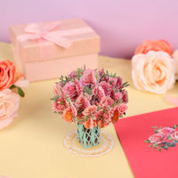 Rose Bouquet Gift Box 3D Pop Up Card