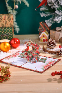 Cardinal Crescent Moon 3D Pop Up Card