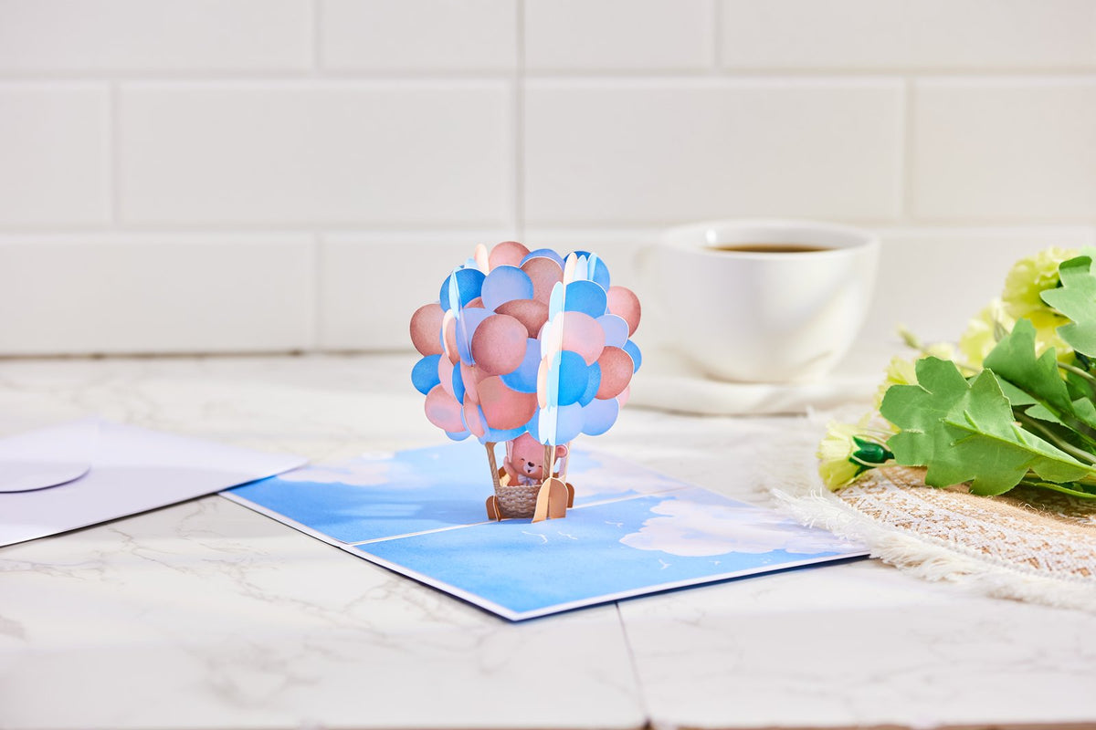 Hot Air Balloon Bear 3D Pop Up Card For Him