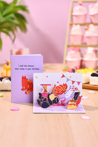 Cat Doesn't Care 90° 3D Pop Up Card