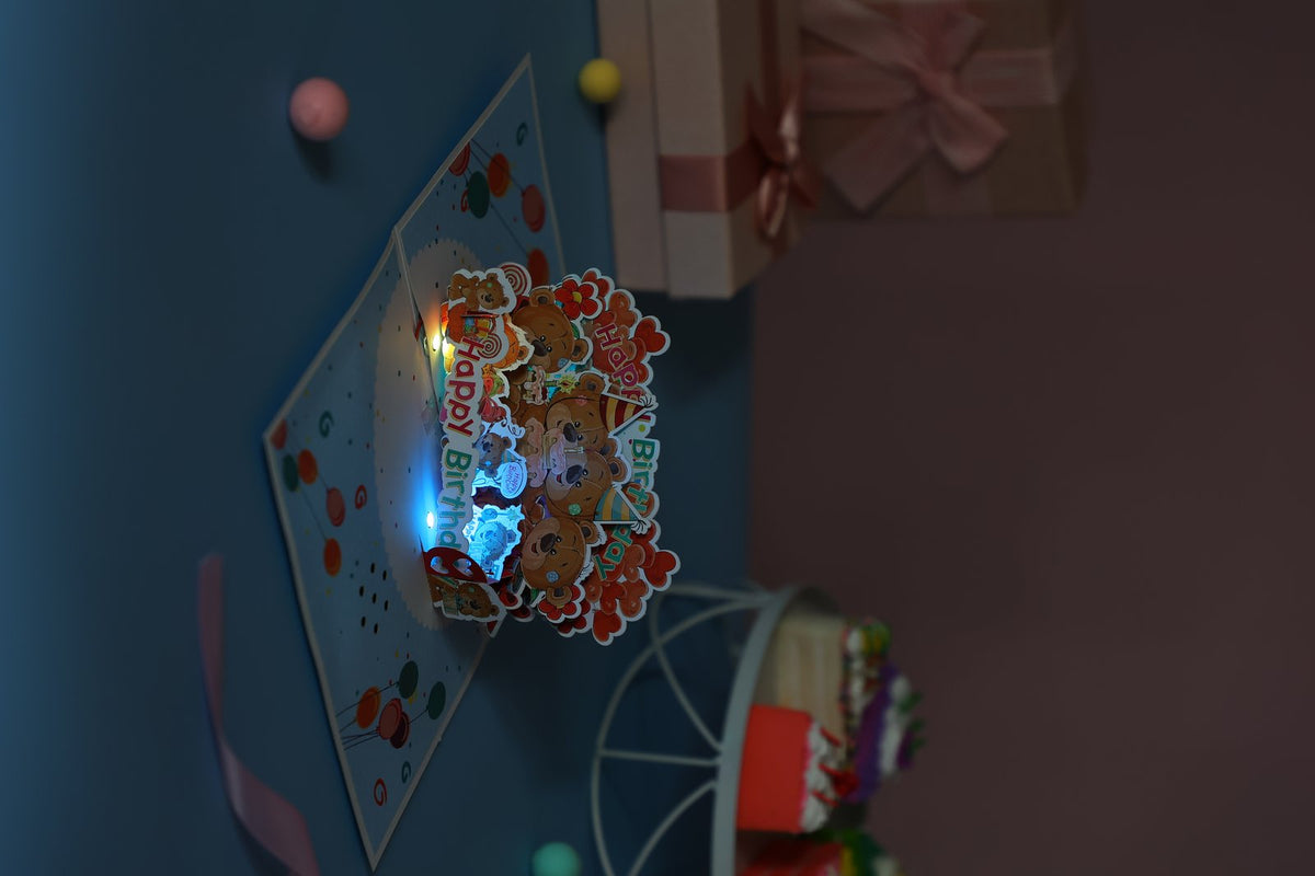 Birthday Bear Music 3D Pop Up Card