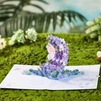 Butterfly Fresh Flowers Crescent Moon 3D Pop Up Card