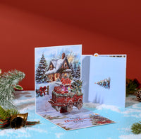 Christmas Horse Carriage Snowy Scene 3D Pop Up Card