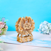 Blue Book Pages Floral Wreath Flip Pop Up Card