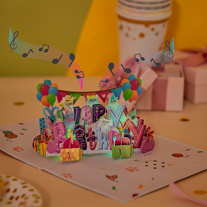 Cat Birthday Pop Up Card