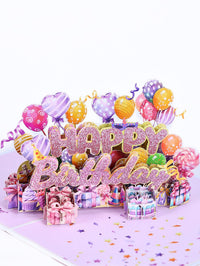 Pink Glitter Happy Birthday 3D Pop Up Card