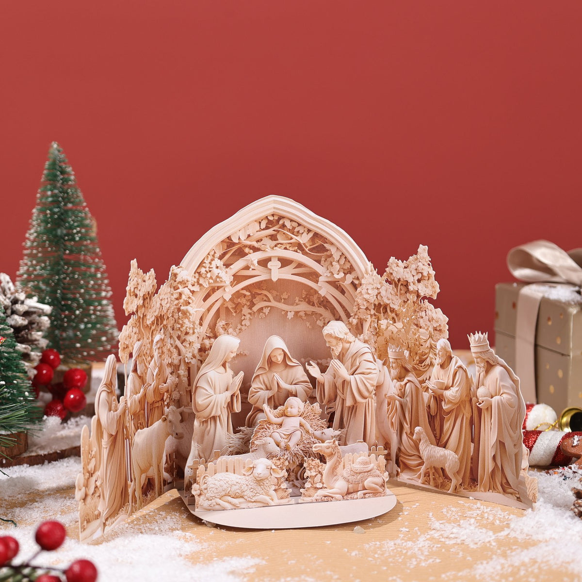 Nativity Relief Double Door 3D Pop Up Card