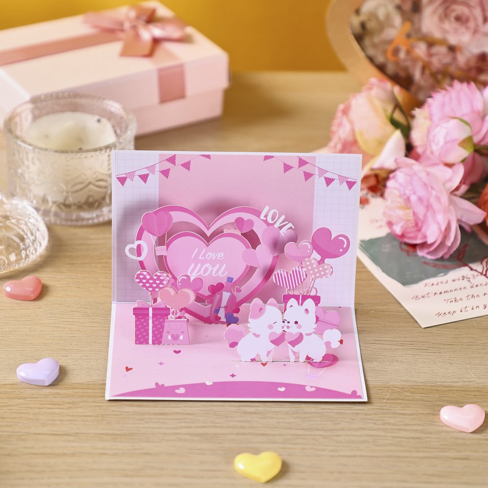 Valentine's Day Puppy 90° 3D Pop Up Card