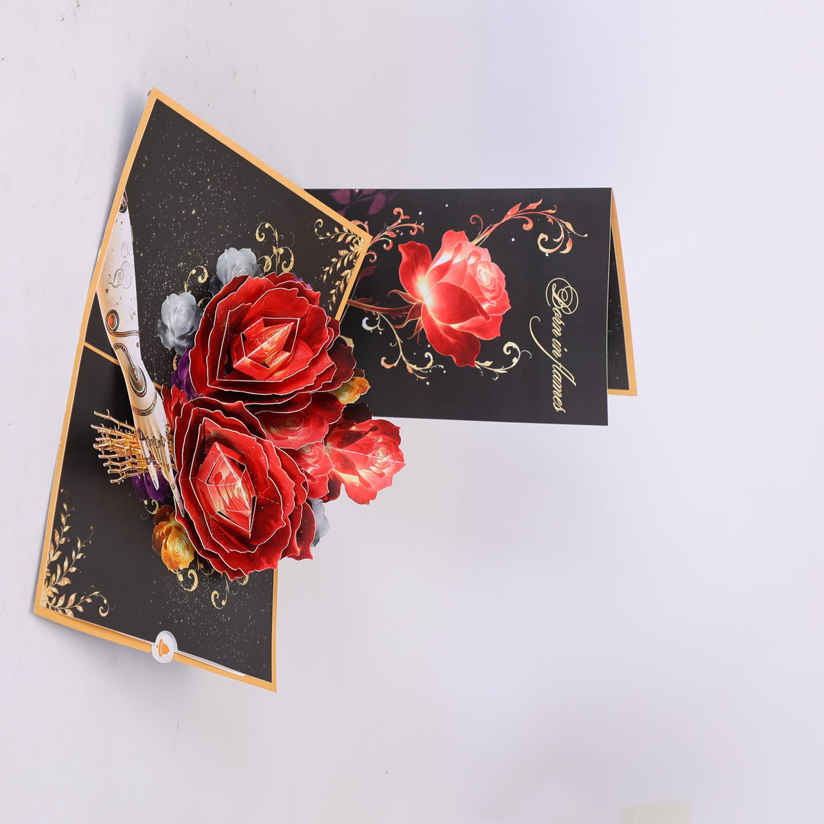 Black Gold Rose 3D Pop Up Card