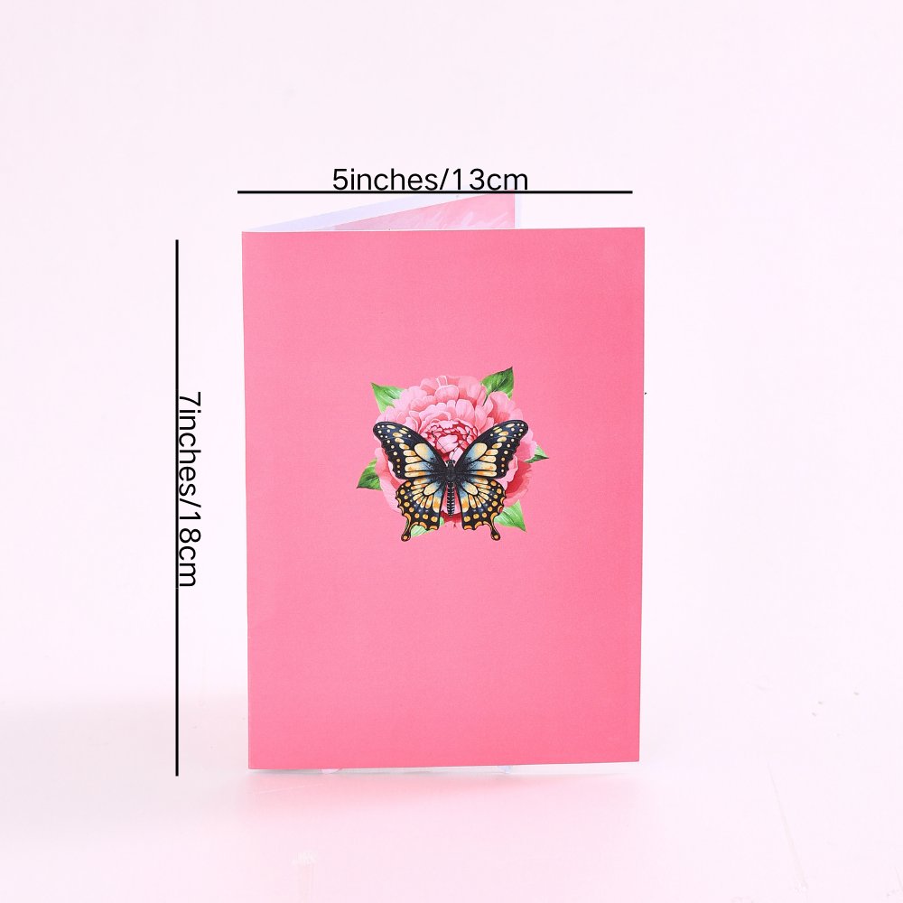 Peony Flower Butterfly Greeting Card