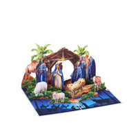 Blue Tone Nativity Scene 3D Pop Up Card