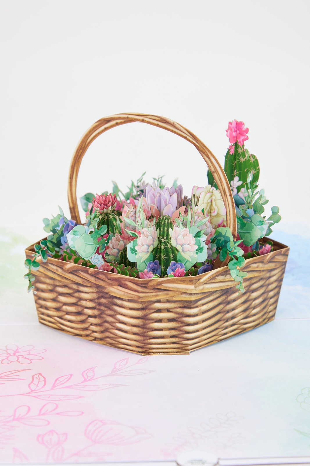 Succulent Flower Basket 3D Pop Up Card