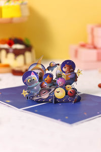 Space Animals Garden 3D Pop Up Card