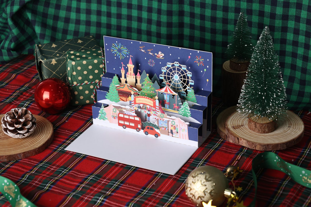 Christmas Theme Park 90° Greeting Card