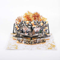 Black Gold Fireworks Birthday Greeting Card