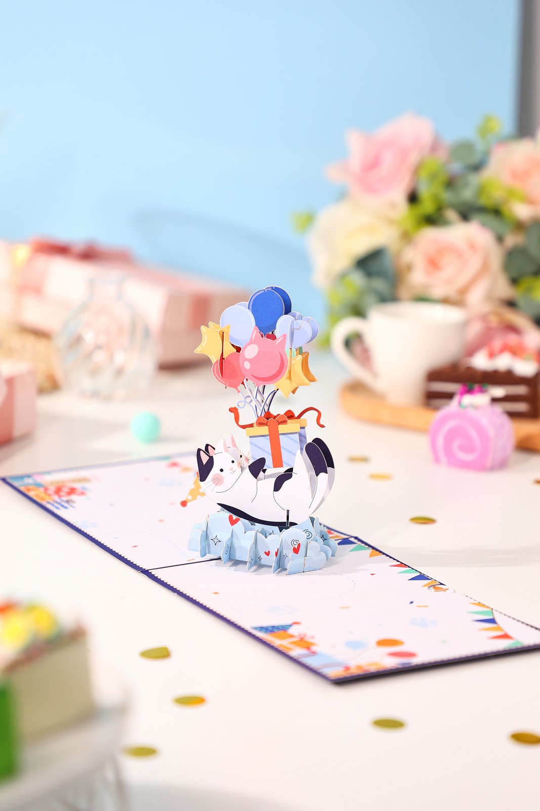 Cat Birthday Gift 3D Pop Up Card
